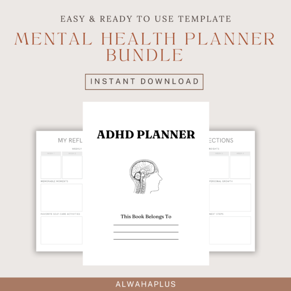 Mental Health Planner Bundle | ADHD, Anxiety, Depression Journals | PTSD Trauma Workbook | Self Care, Stress & Mental Wellness Prompts - Image 2