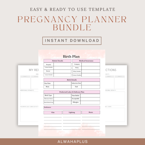 Pregnancy Planner Bundle | My Pregnancy Journal, Baby Memory Book, Newborn Planner | Digital Pregnancy Organizer, Baby Milestone Tracker, New Mom Gift - Image 2