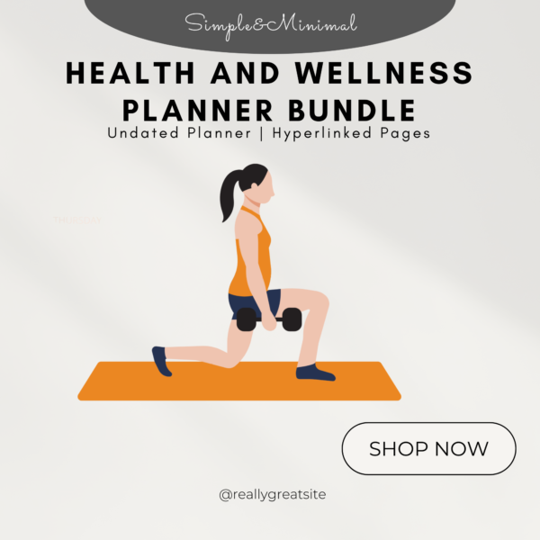 Health and Wellness Planner Bundle | Fitness, Meal, & Nutrition Planner | Weight Loss Tracker | Yoga Journal | Medical & Self-Care Organizer | Digital Download