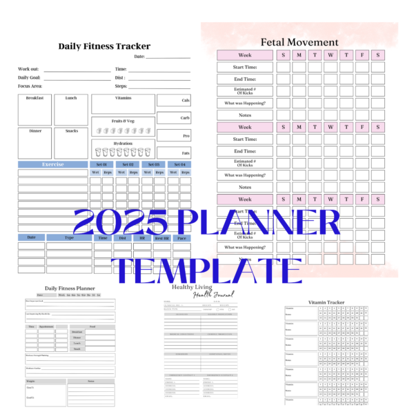 2025 Planner Template Bundle | Printable Digital Planners | Savings Tracker, Budget Planner, Habit Tracker, Self-Care & Wellness Planner, ADHD Planner, Daily Journal, Wedding & Pregnancy Planner - Image 9
