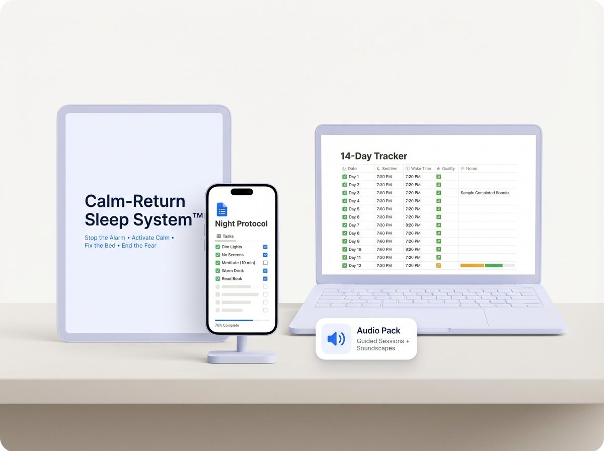 Calm-Return Sleep System mockup on desktop and mobile